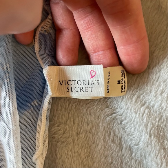 Y2K Vintage Heart Label Victoria’s Secret Sky Print Lettuce Trim Sheer Sarong M - Picture 3 of 7